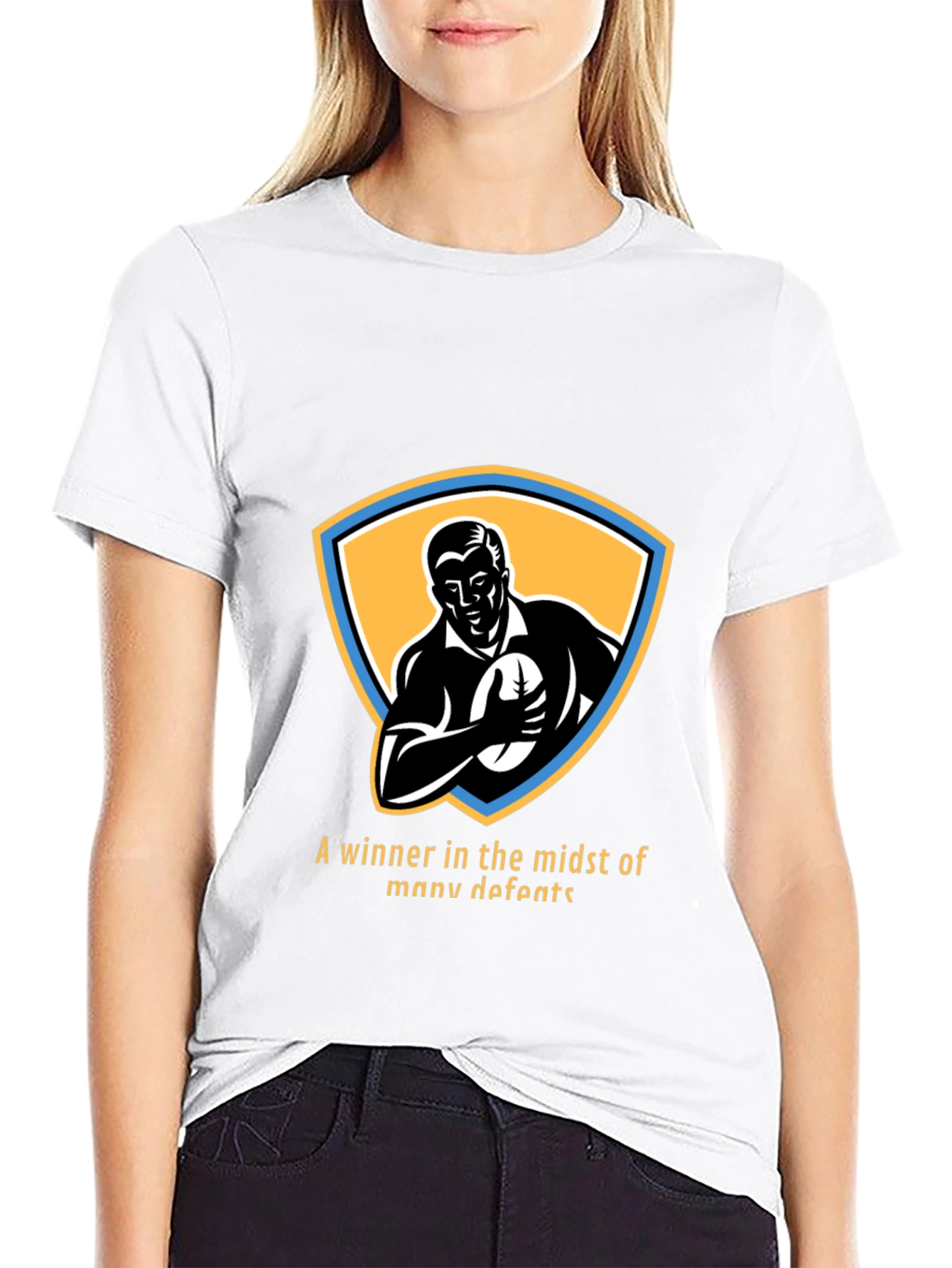 Retro Rugby Player Graphic T-Shirt - Winner Design