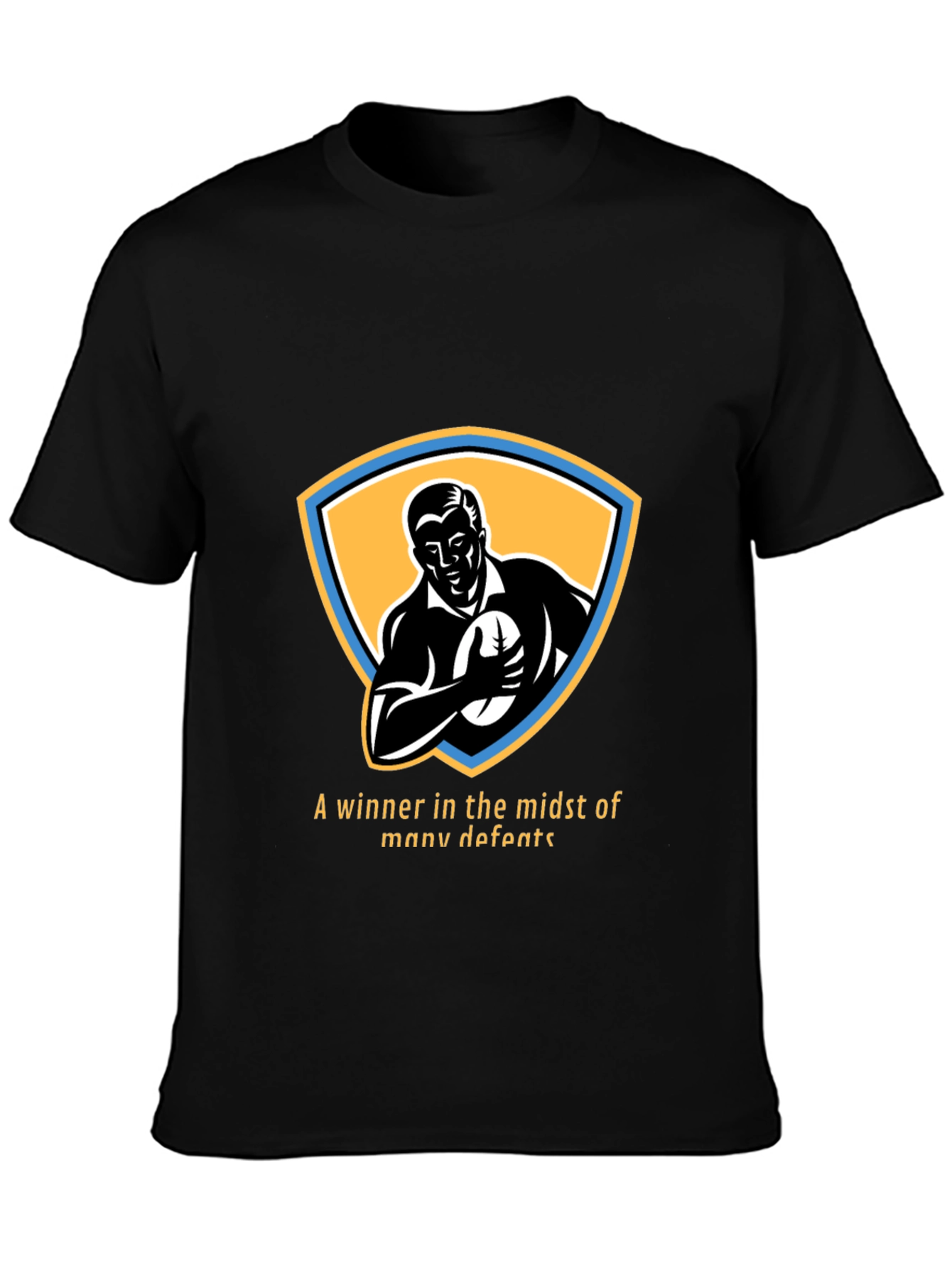 Retro Rugby Player Graphic T-Shirt - Winner Design