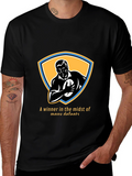 Retro Rugby Player Graphic T-Shirt - Winner Design