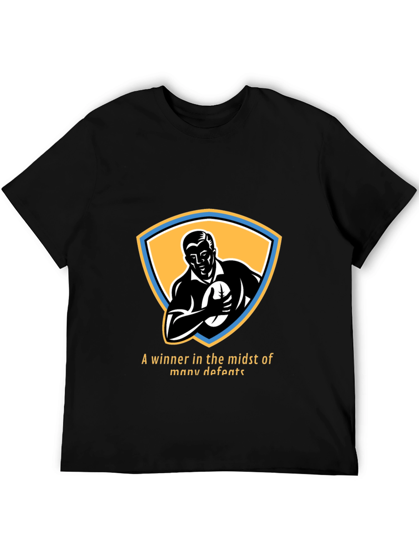 Retro Rugby Player Graphic T-Shirt - Winner Design