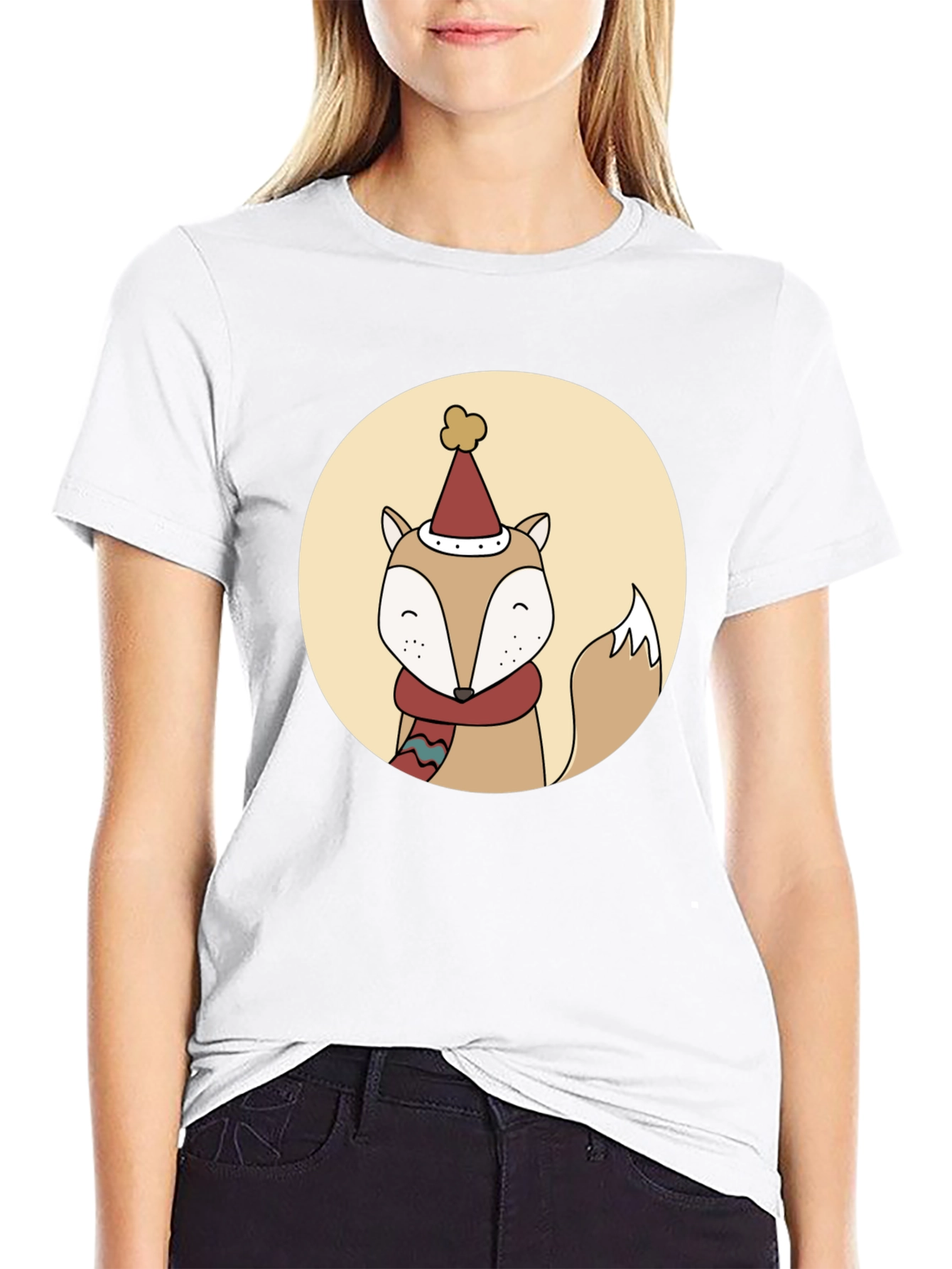 Festive Fox Graphic Tee - Holiday Style