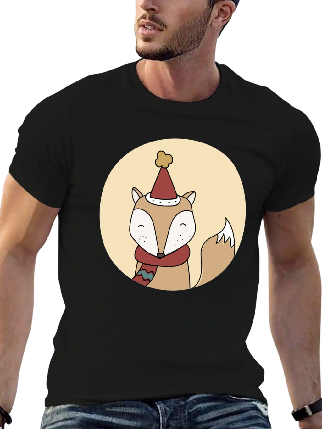 Festive Fox Graphic Tee - Holiday Style