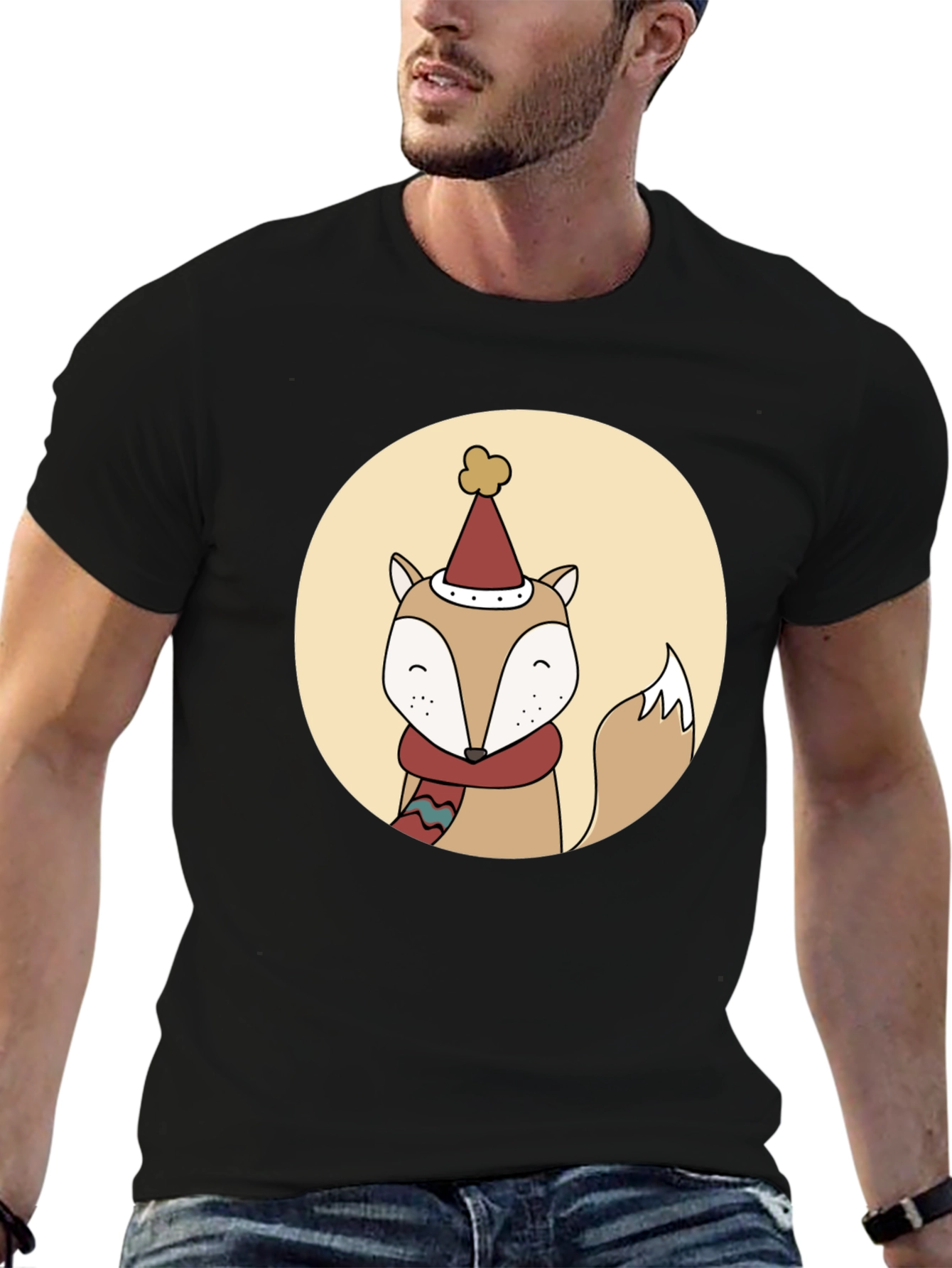 Festive Fox Graphic Tee - Holiday Style