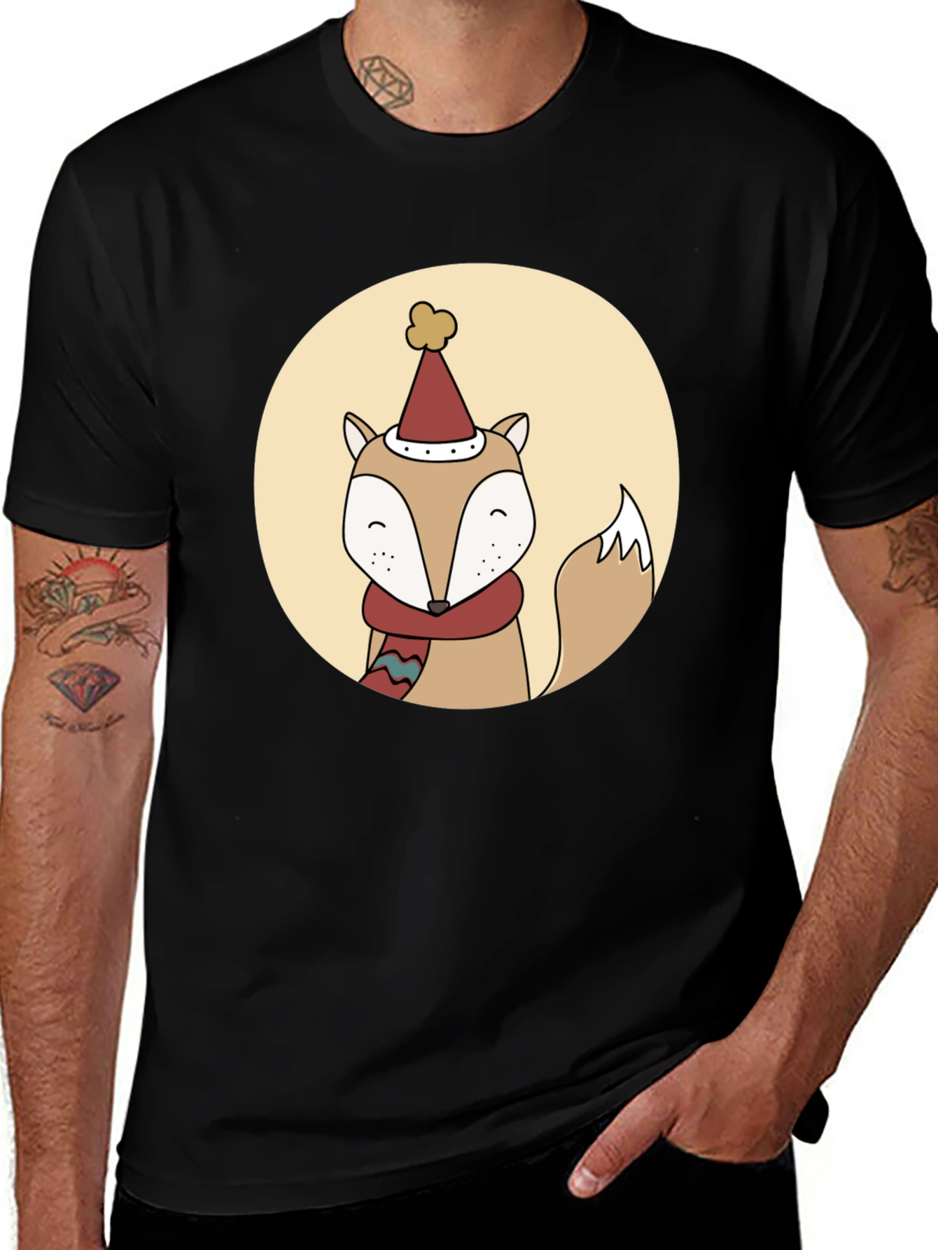 Festive Fox Graphic Tee - Holiday Style
