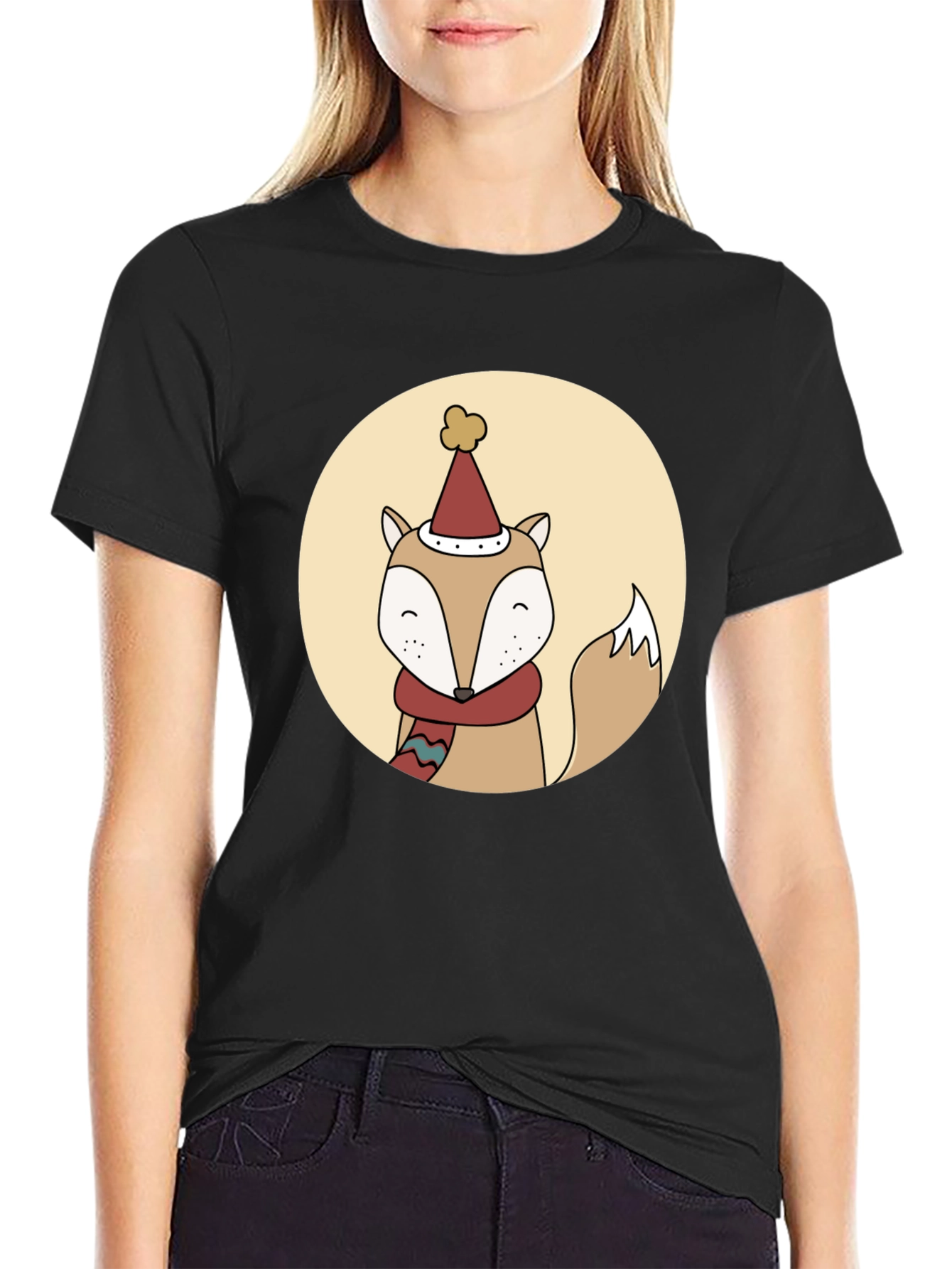 Festive Fox Graphic Tee - Holiday Style