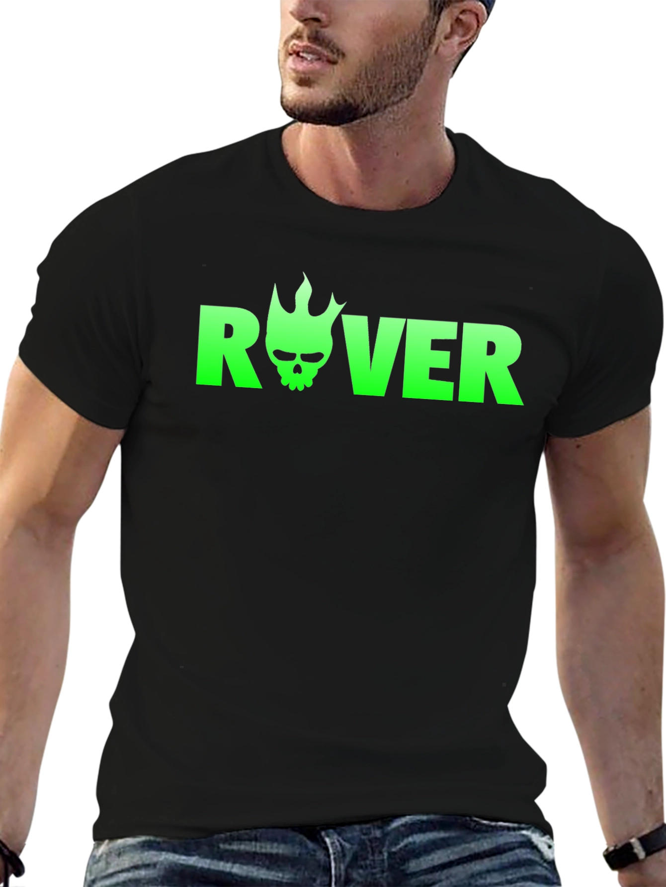 Rover Skull Flame Black T-Shirt