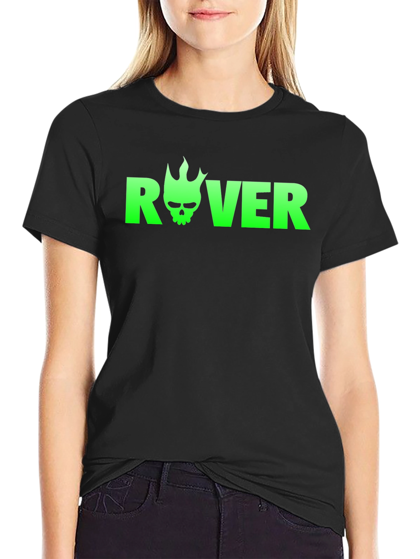 Rover Skull Flame Black T-Shirt