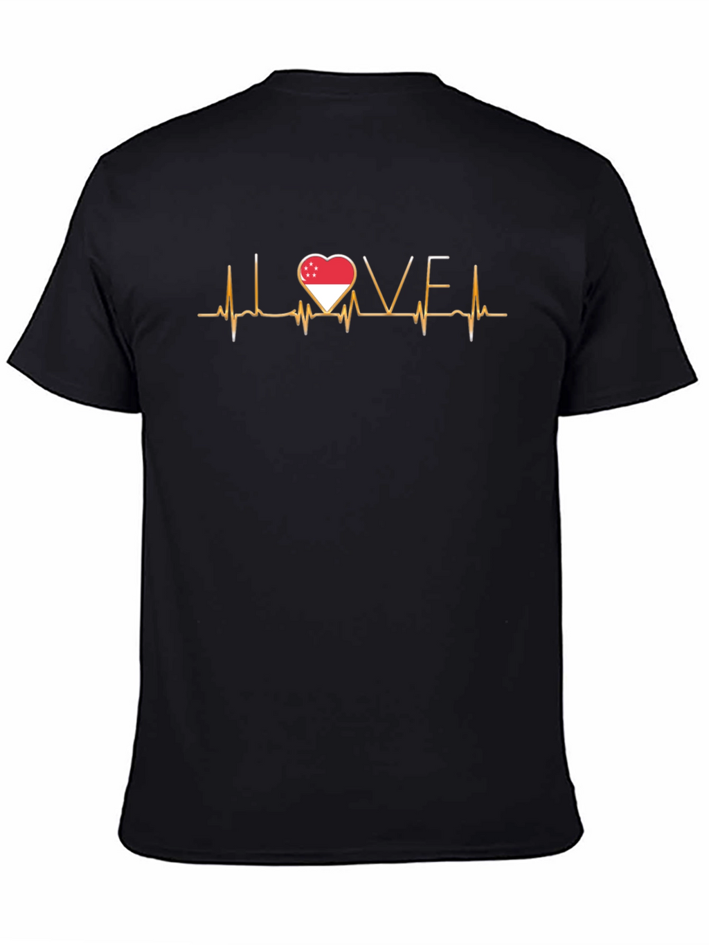 Singapore Heartbeat Love T-Shirt - Black