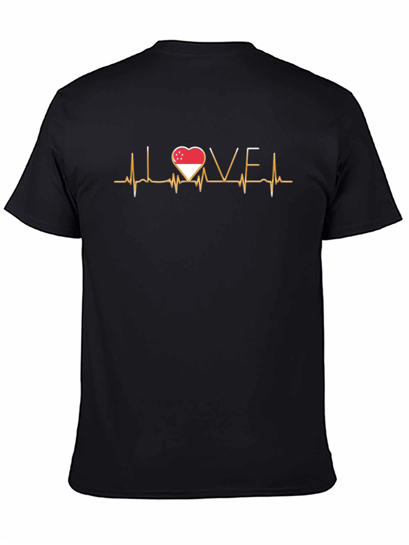 Singapore Heartbeat Love T-Shirt - Black