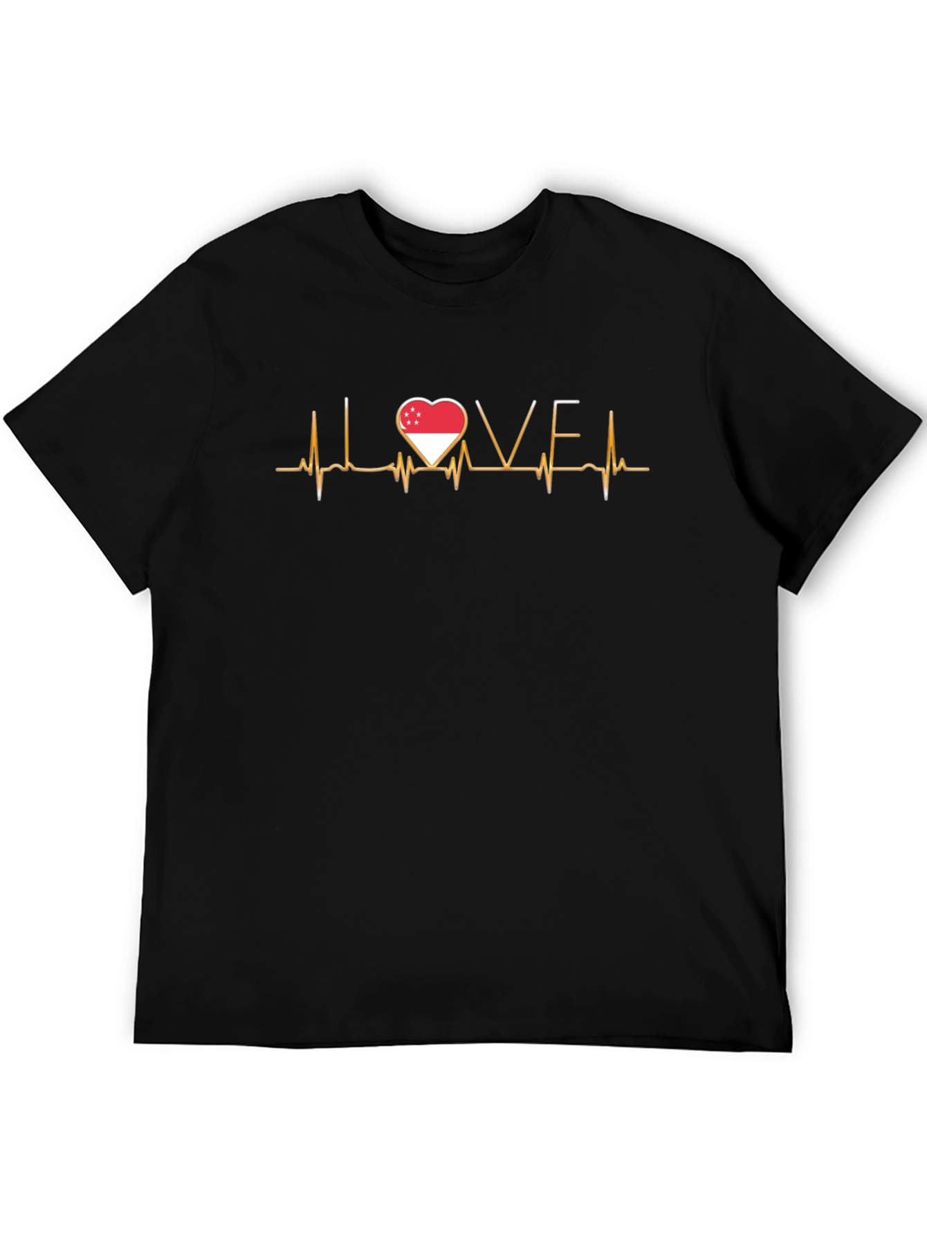 Singapore Heartbeat Love T-Shirt - Black