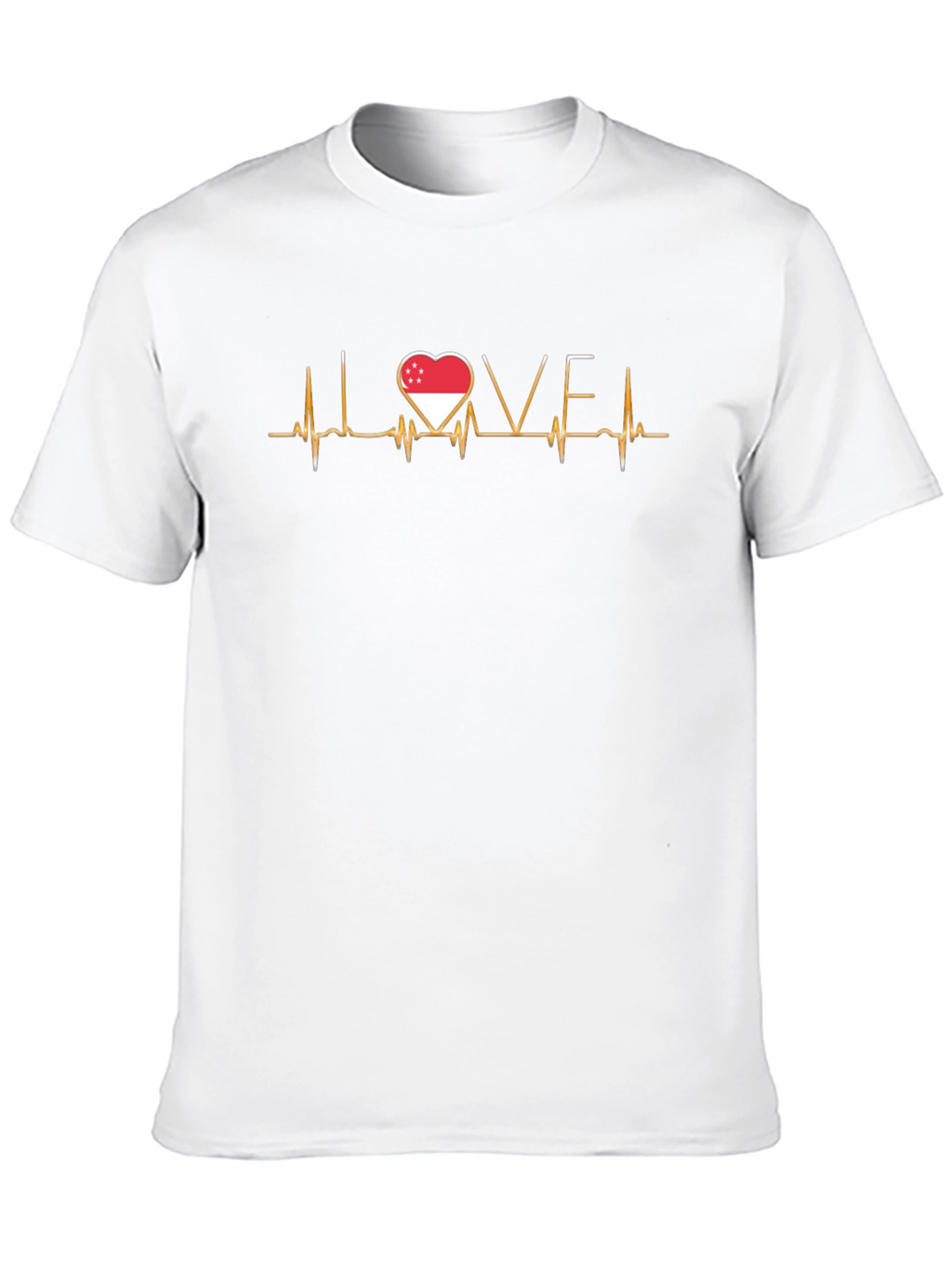 Singapore Heartbeat Love T-Shirt - Black