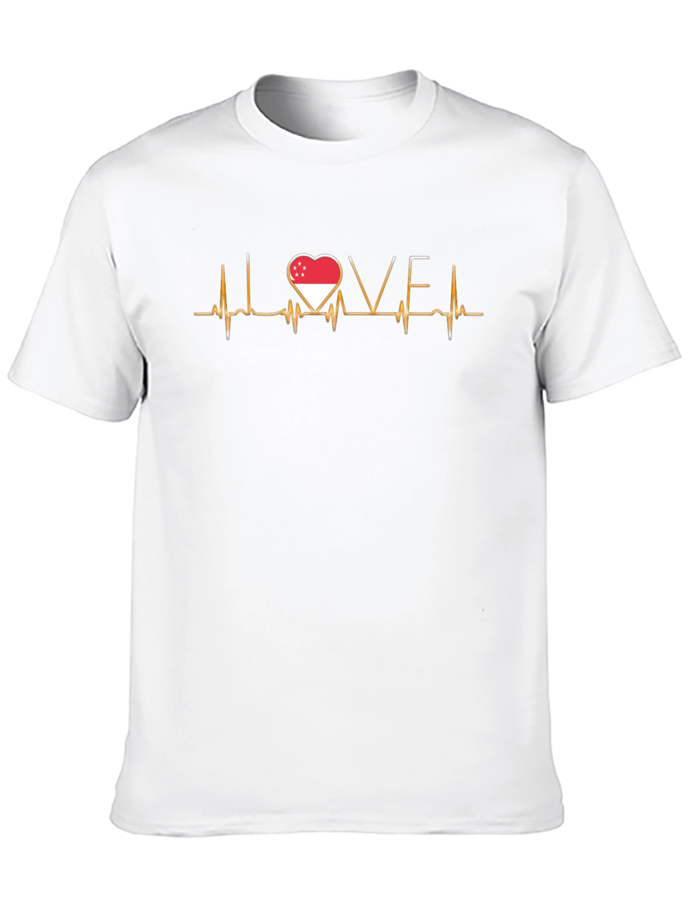 Singapore Heartbeat Love T-Shirt - Black