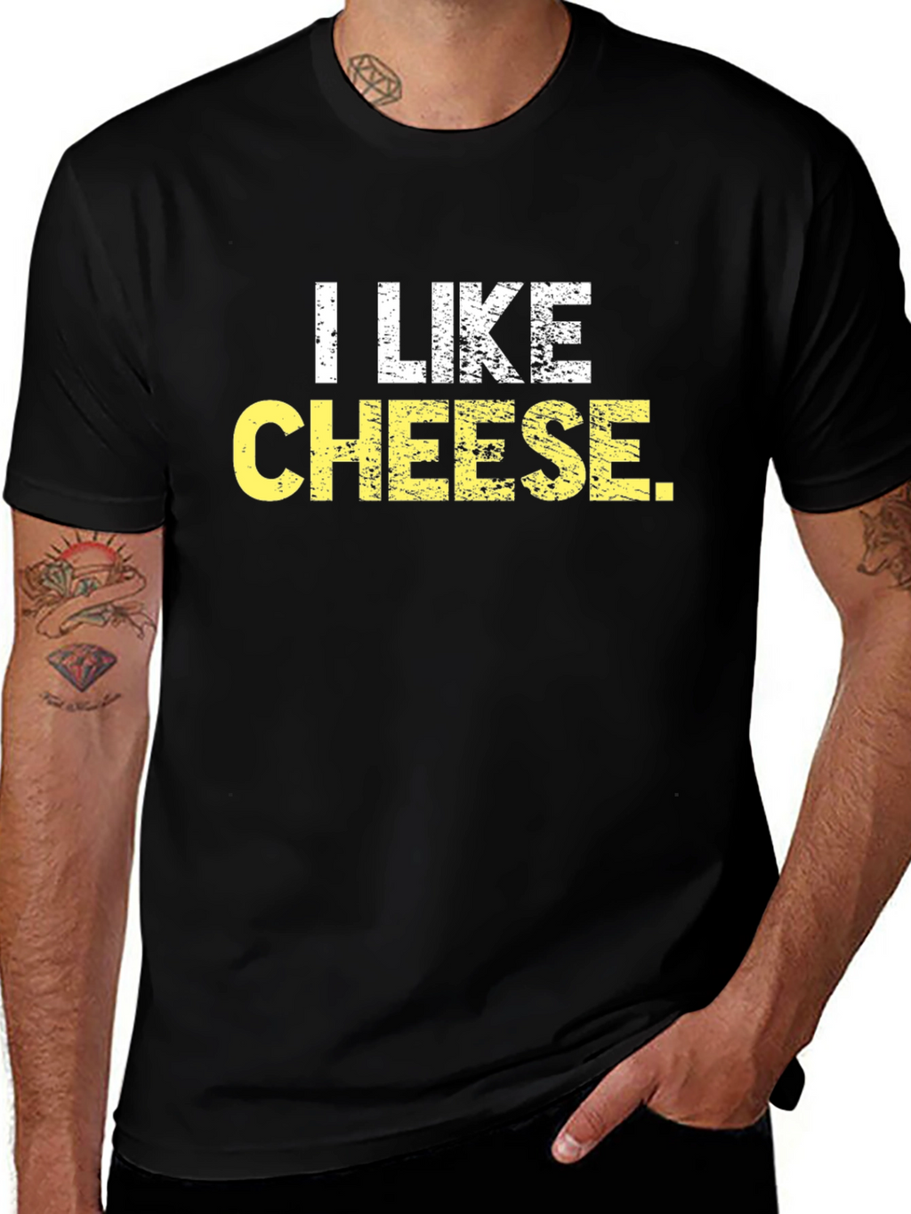 I Like Cheese Graphic Tee - Mens Black T-Shirt