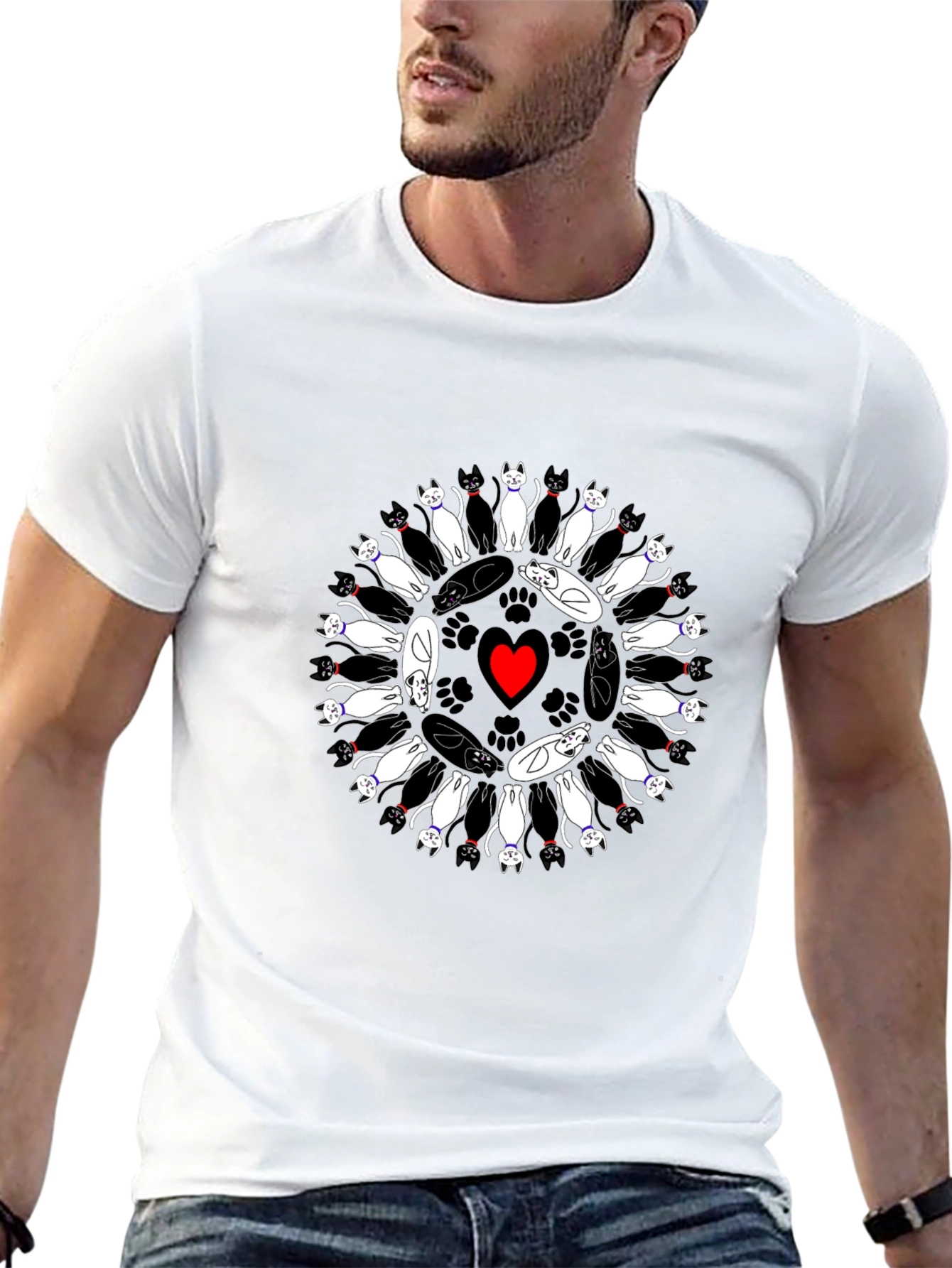 Cats Circle Heart T-Shirt