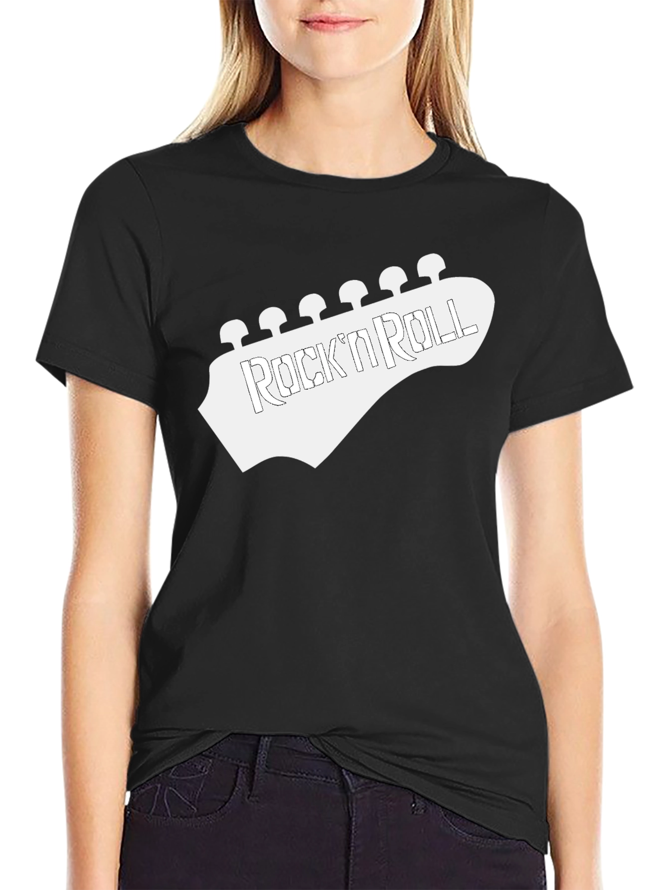 Rock n Roll Guitar Headstock Black Tee