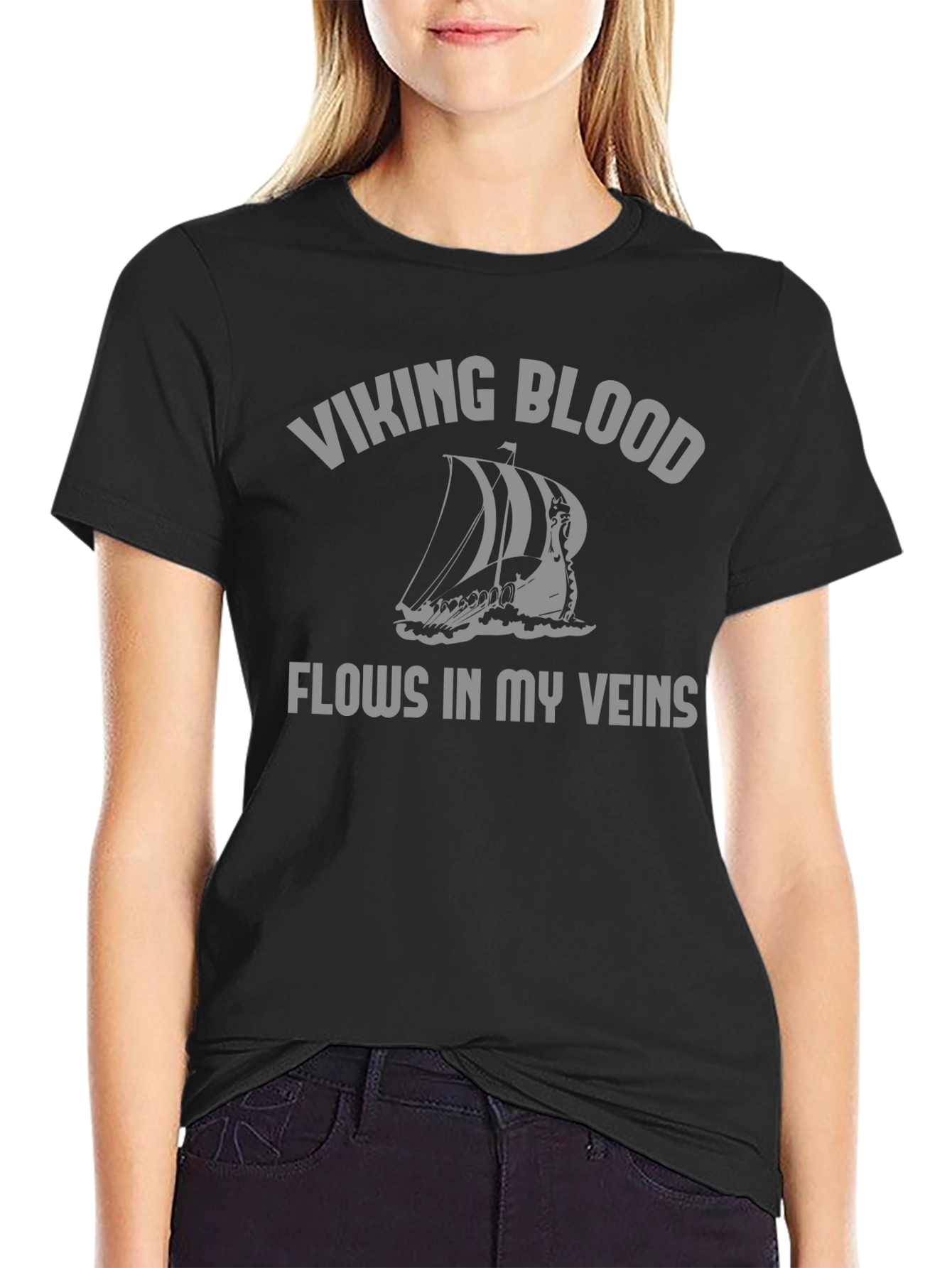 Viking Blood Flows T-Shirt - Black Graphic Tee