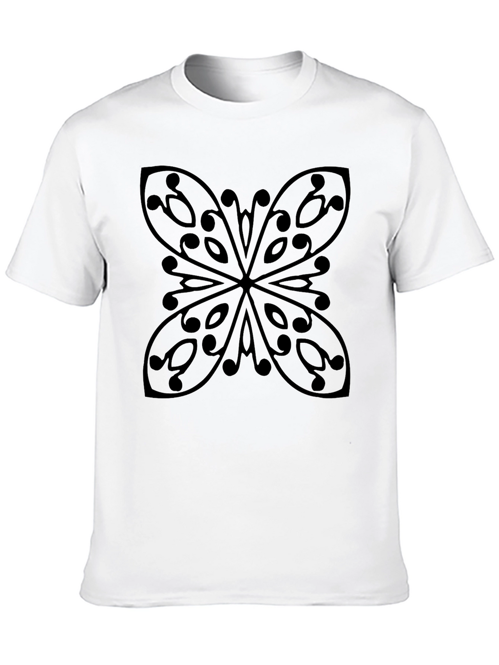 Black Graphic Tee - Abstract Butterfly Design