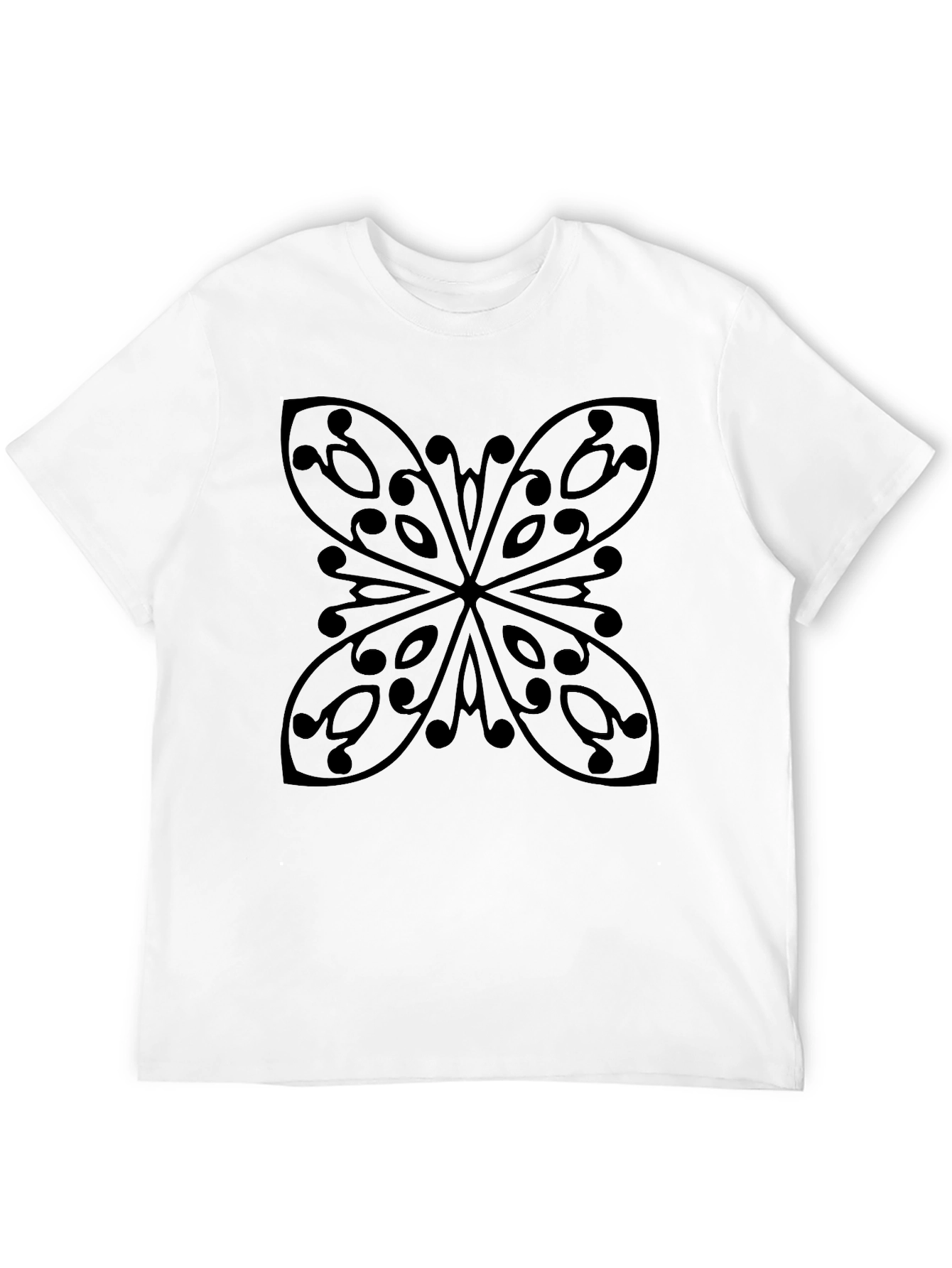 Black Graphic Tee - Abstract Butterfly Design