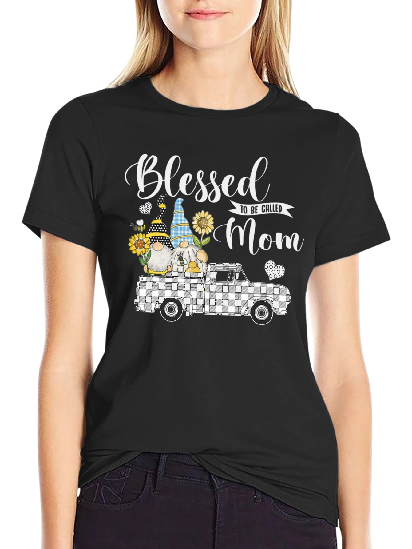 Blessed Mom T-Shirt with Gnome Truck Graphic Tee