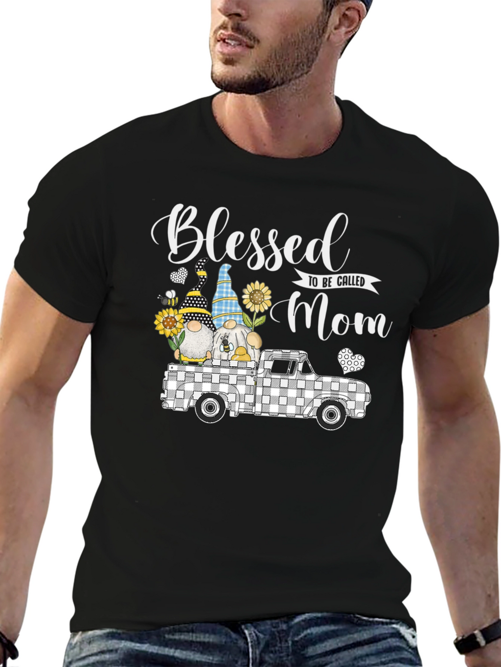 Blessed Mom T-Shirt with Gnome Truck Graphic Tee