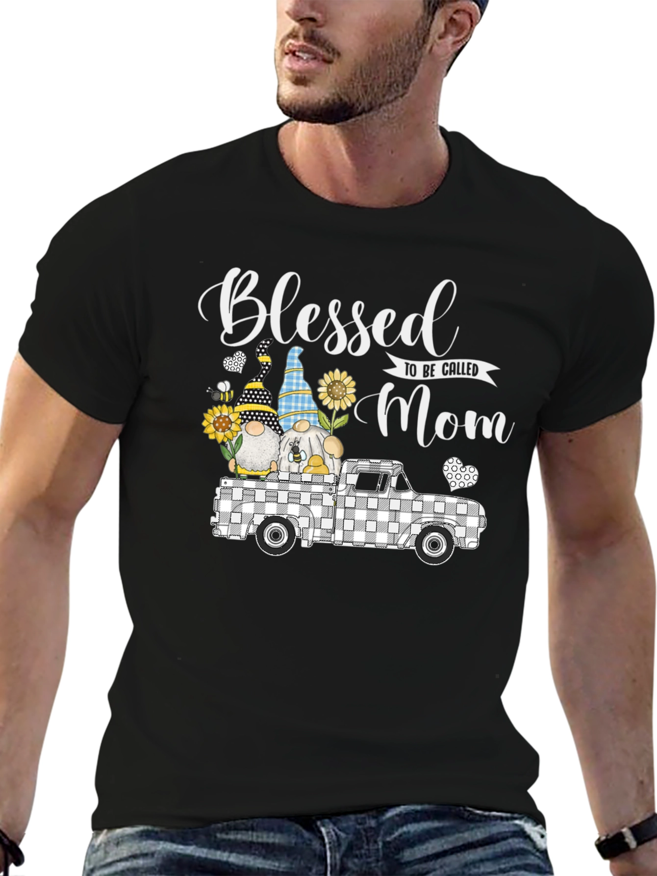 Blessed Mom T-Shirt with Gnome Truck Graphic Tee