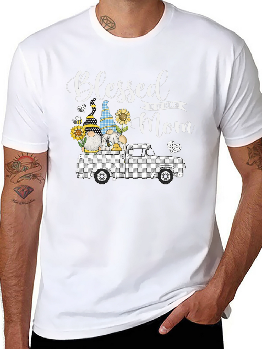 Blessed Mom T-Shirt with Gnome Truck Graphic Tee