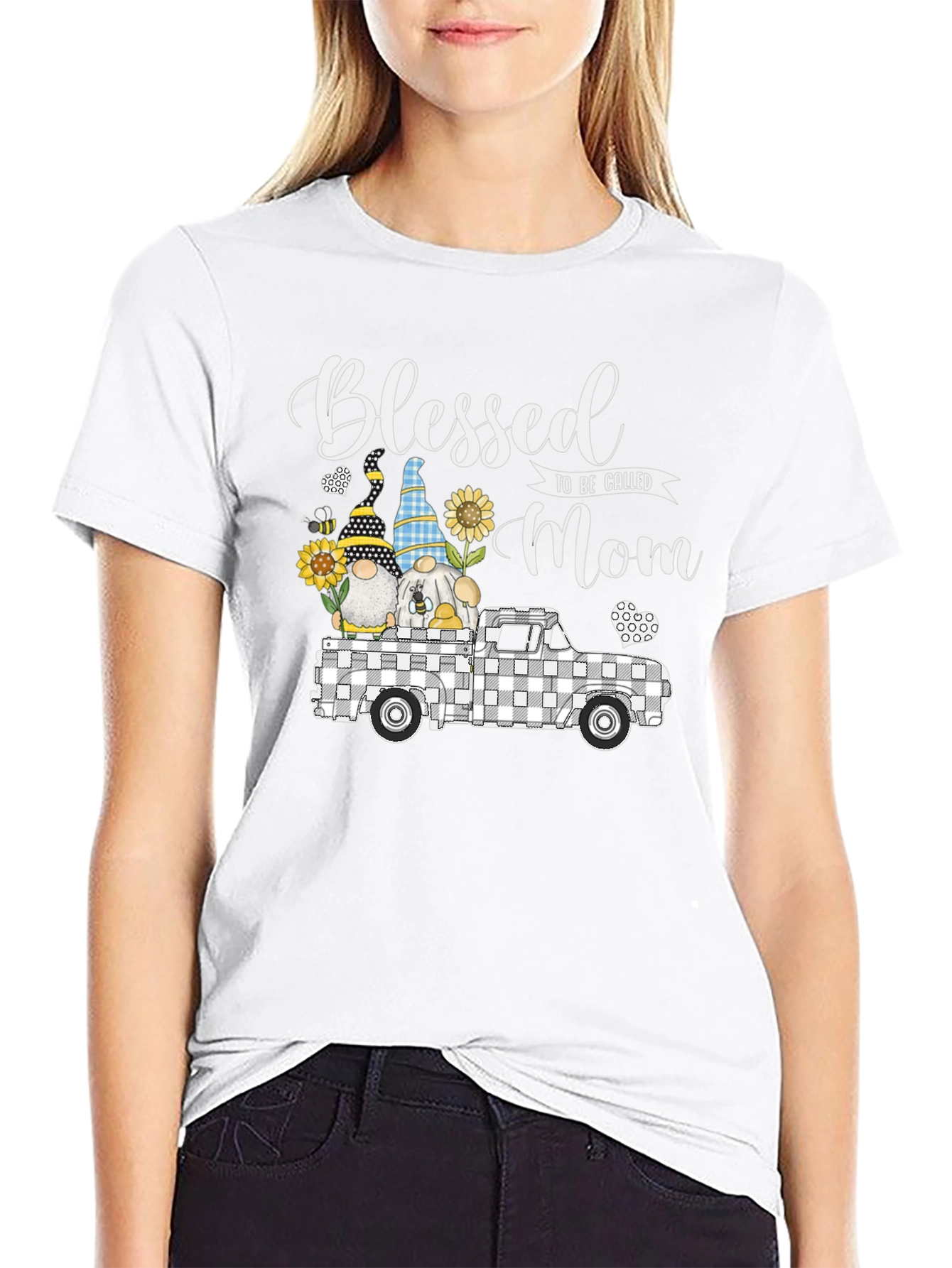 Blessed Mom T-Shirt with Gnome Truck Graphic Tee