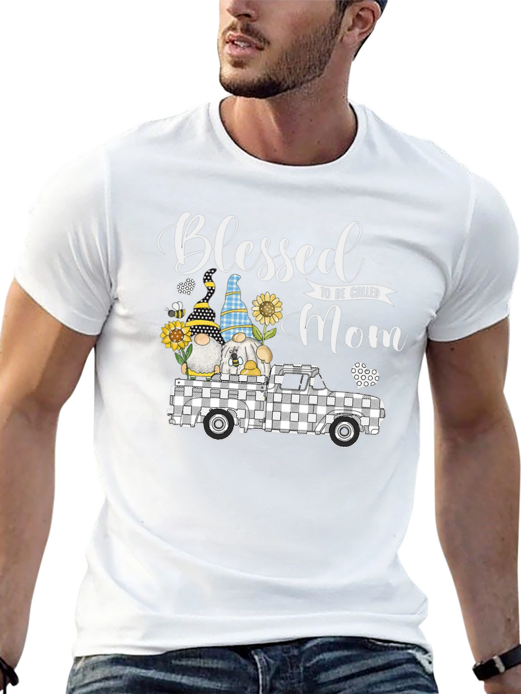 Blessed Mom T-Shirt with Gnome Truck Graphic Tee