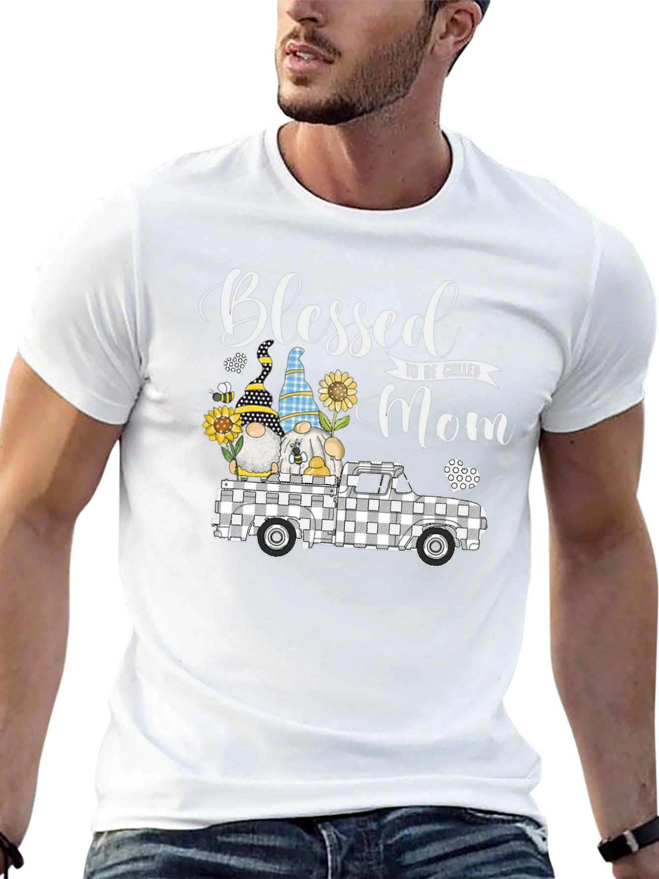 Blessed Mom T-Shirt with Gnome Truck Graphic Tee