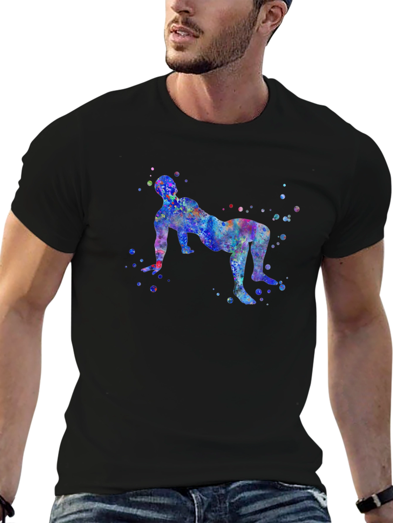 Colorful Watercolor Bridge Pose Yoga T-Shirt