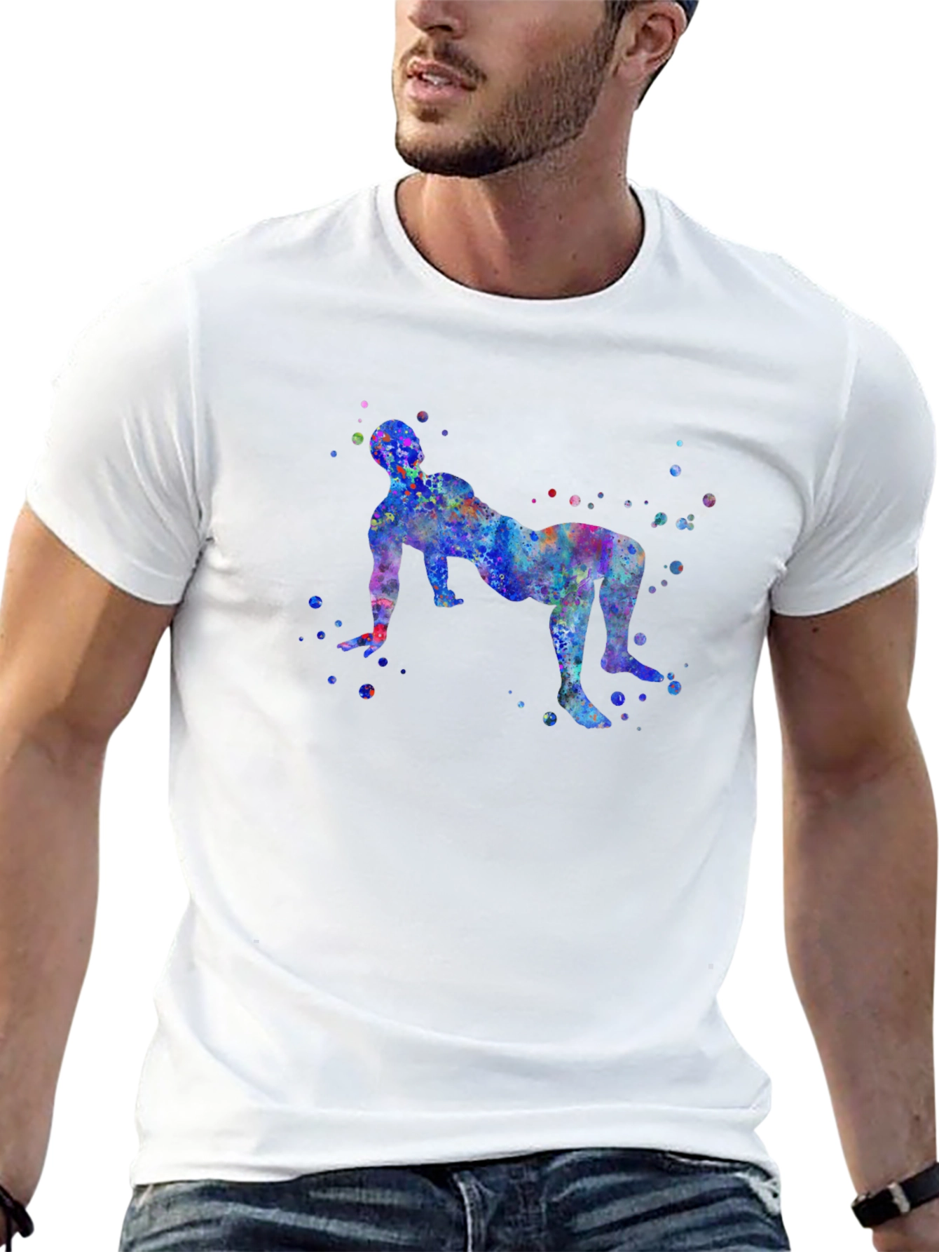 Colorful Watercolor Bridge Pose Yoga T-Shirt