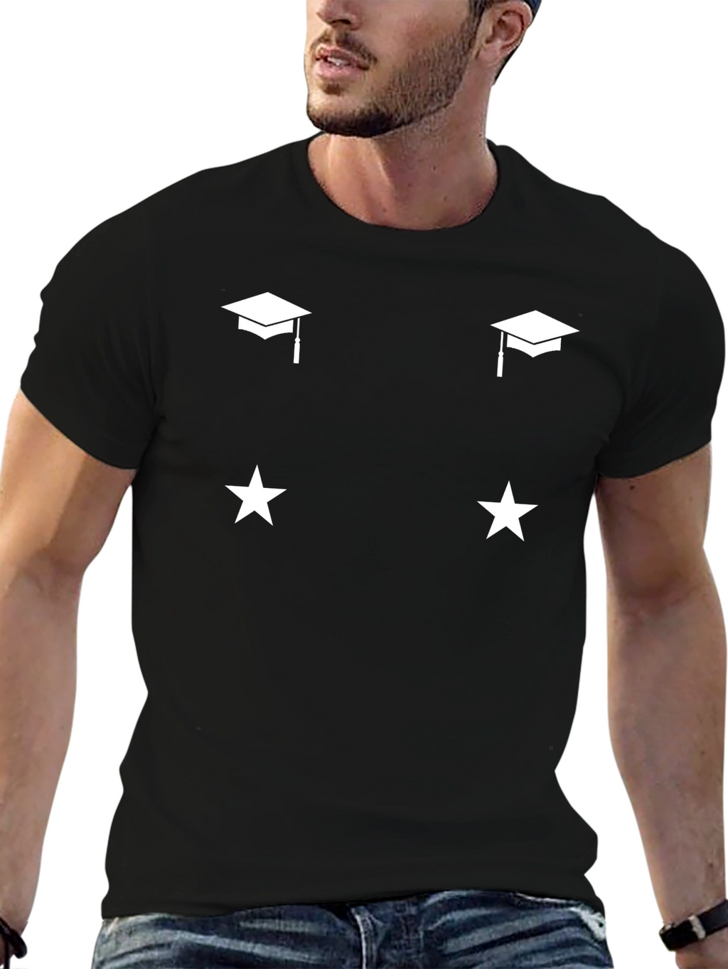 Graduation & Stars Black T-Shirt
