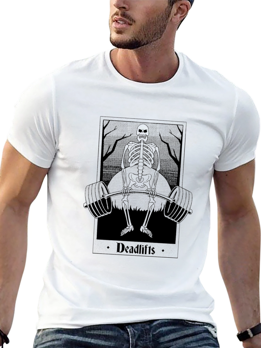 Deadlifts Skeleton Graphic Tee - Black Cotton T-Shirt
