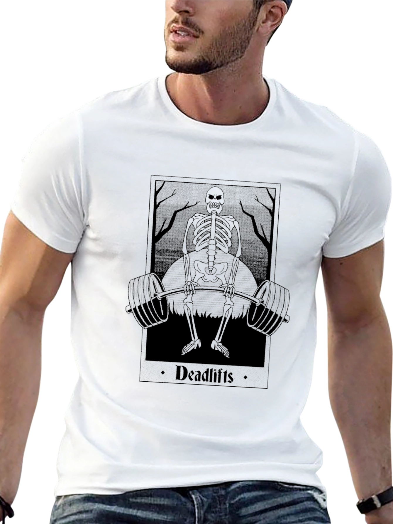 Deadlifts Skeleton Graphic Tee - Black Cotton T-Shirt