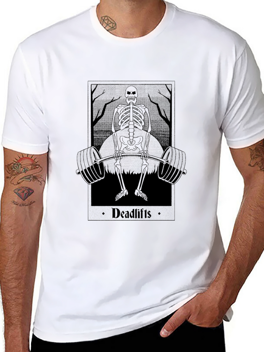 Deadlifts Skeleton Graphic Tee - Black Cotton T-Shirt
