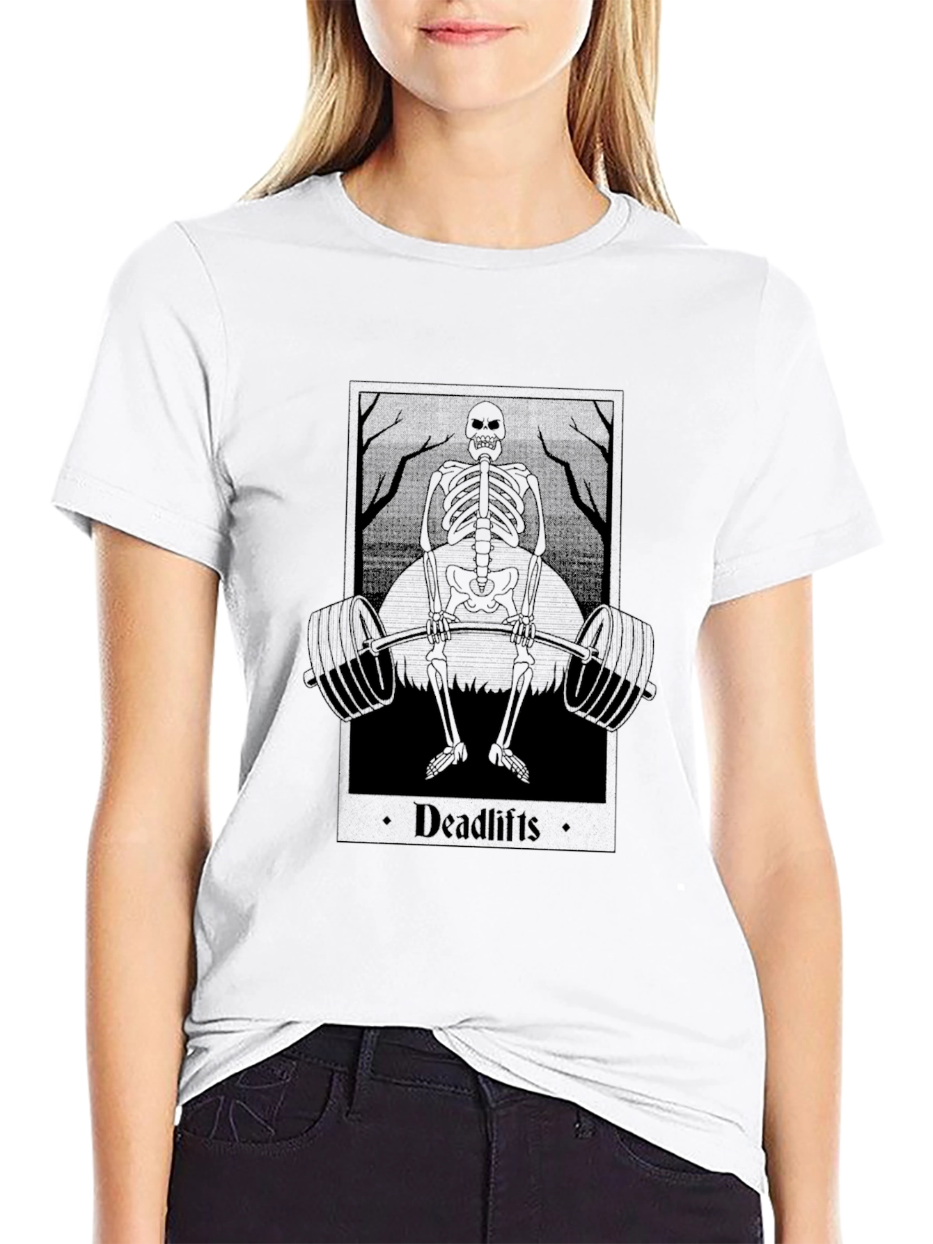 Deadlifts Skeleton Graphic Tee - Black Cotton T-Shirt