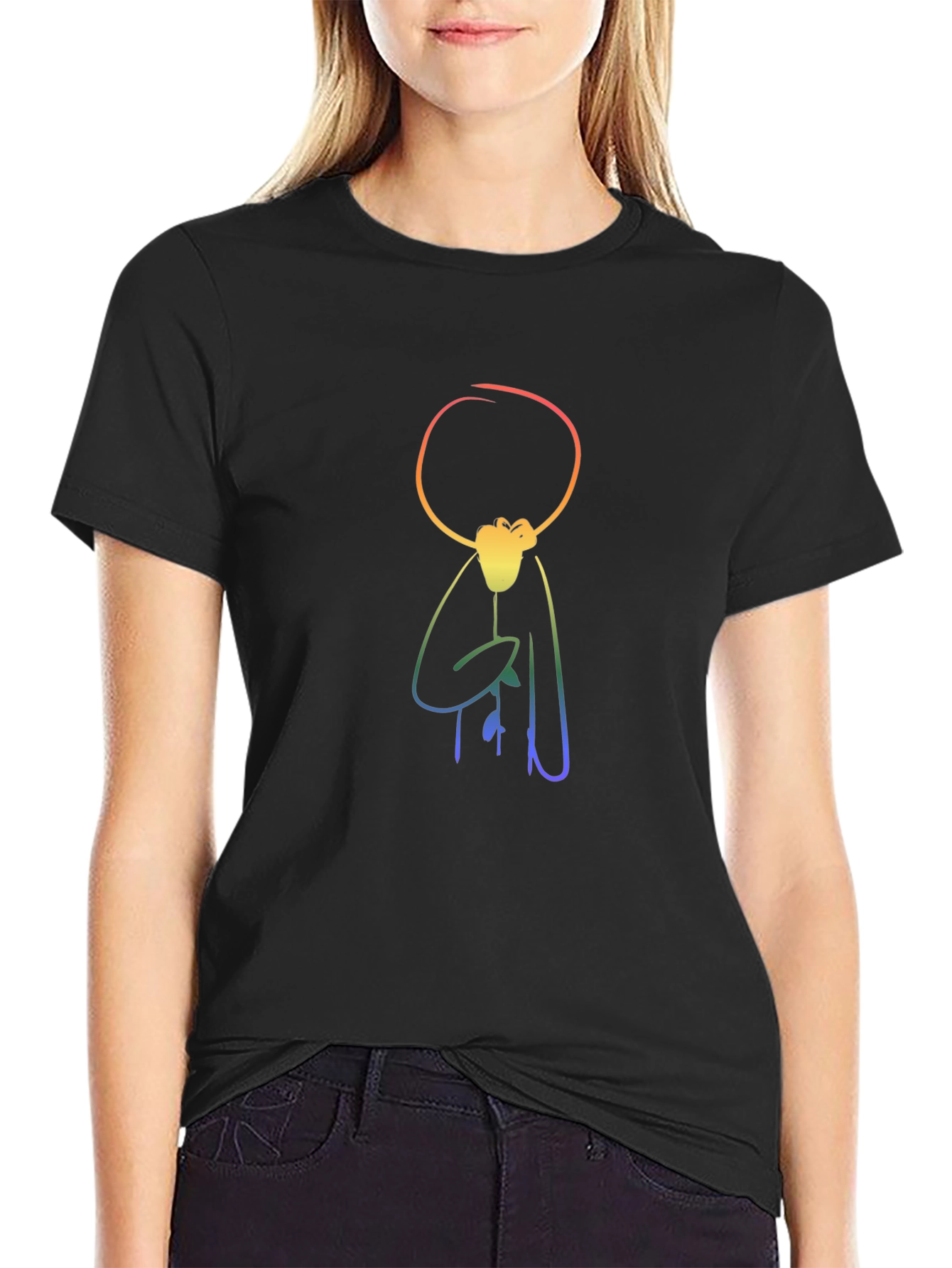 Rainbow Stick Figure Graphic T-Shirt
