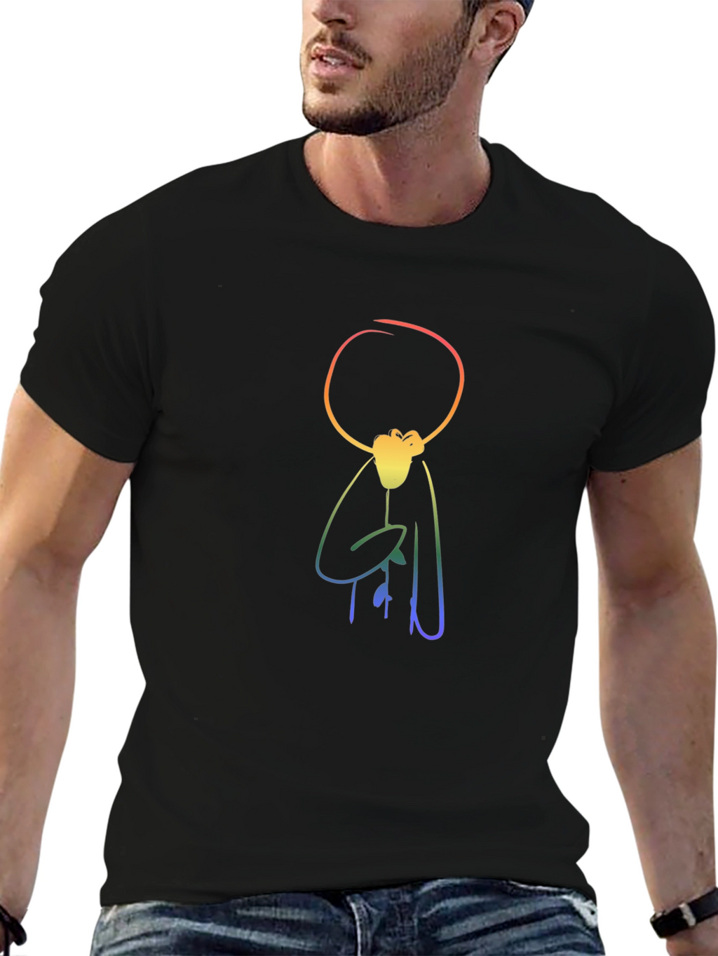 Rainbow Stick Figure Graphic T-Shirt