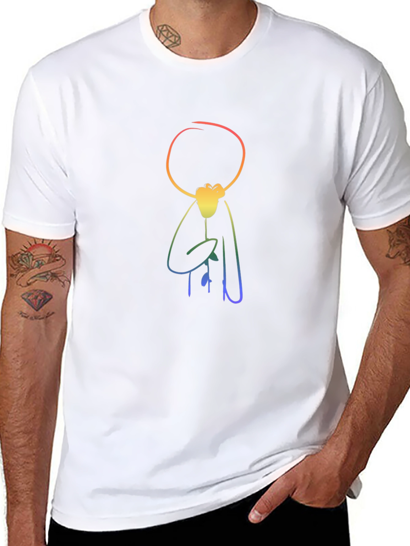 Rainbow Stick Figure Graphic T-Shirt