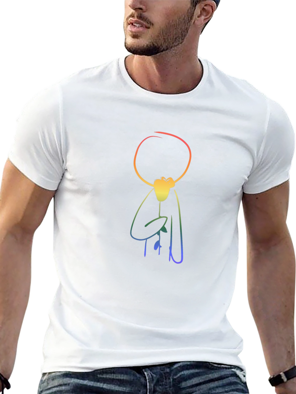 Rainbow Stick Figure Graphic T-Shirt