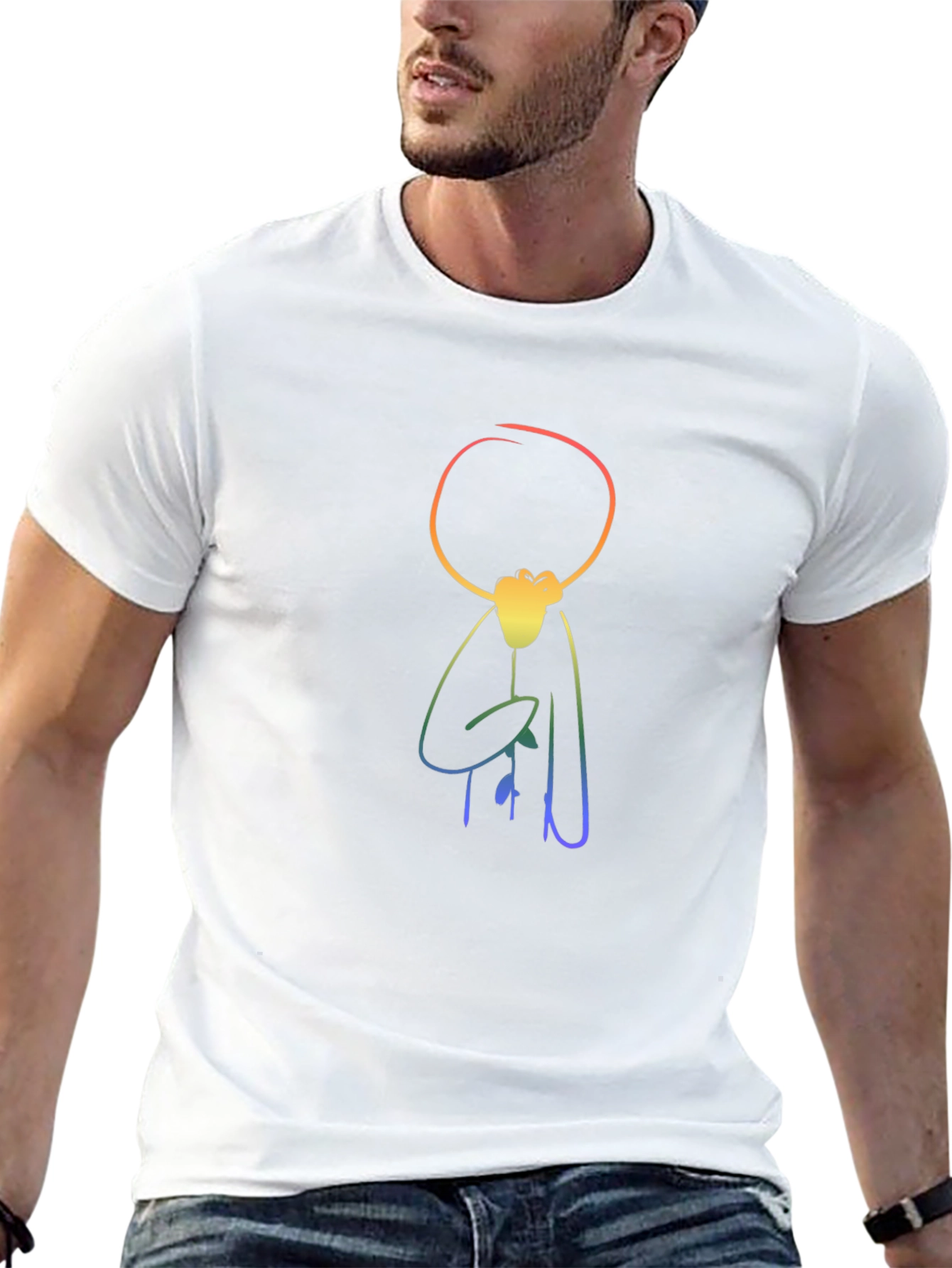 Rainbow Stick Figure Graphic T-Shirt