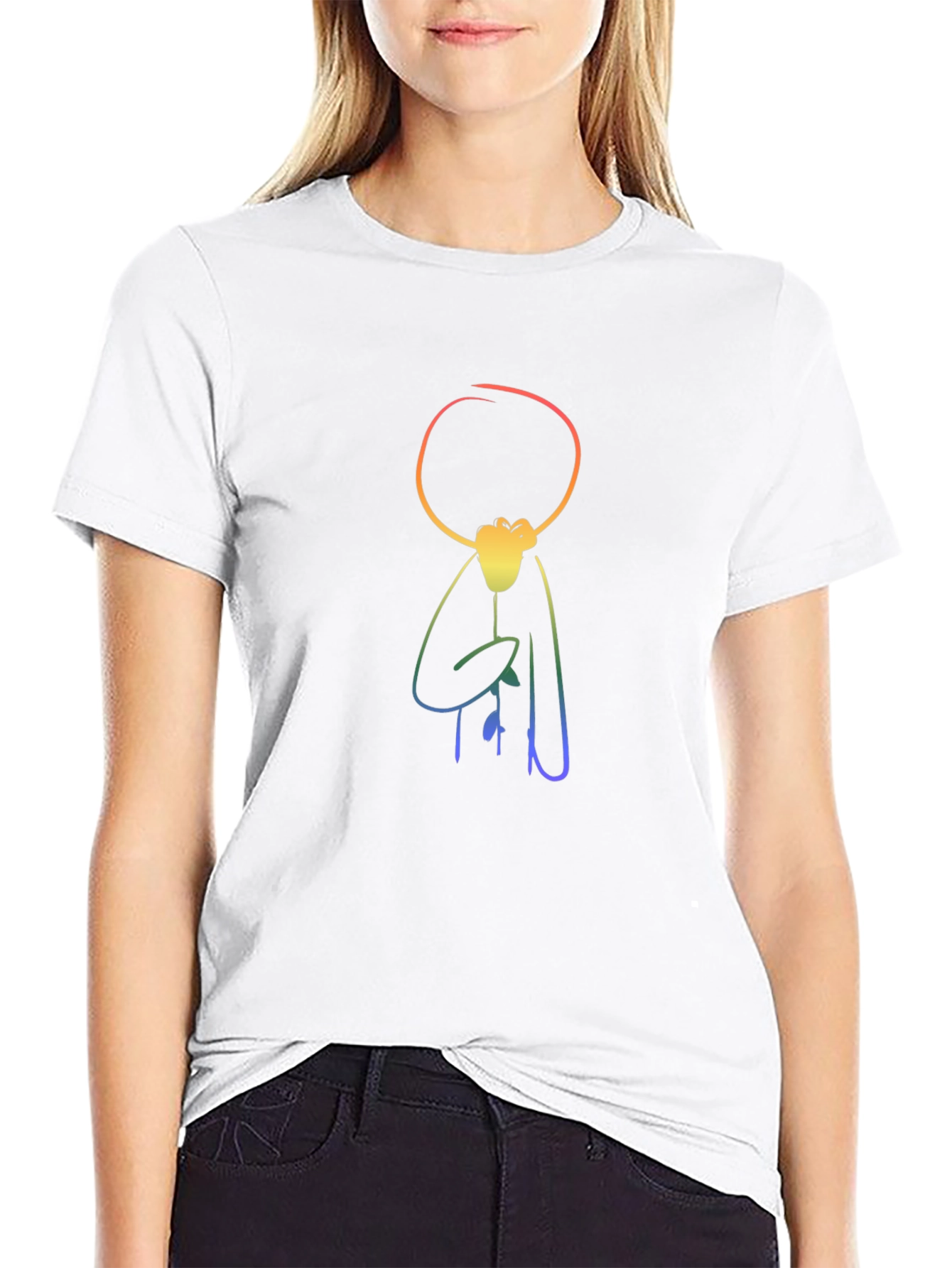 Rainbow Stick Figure Graphic T-Shirt