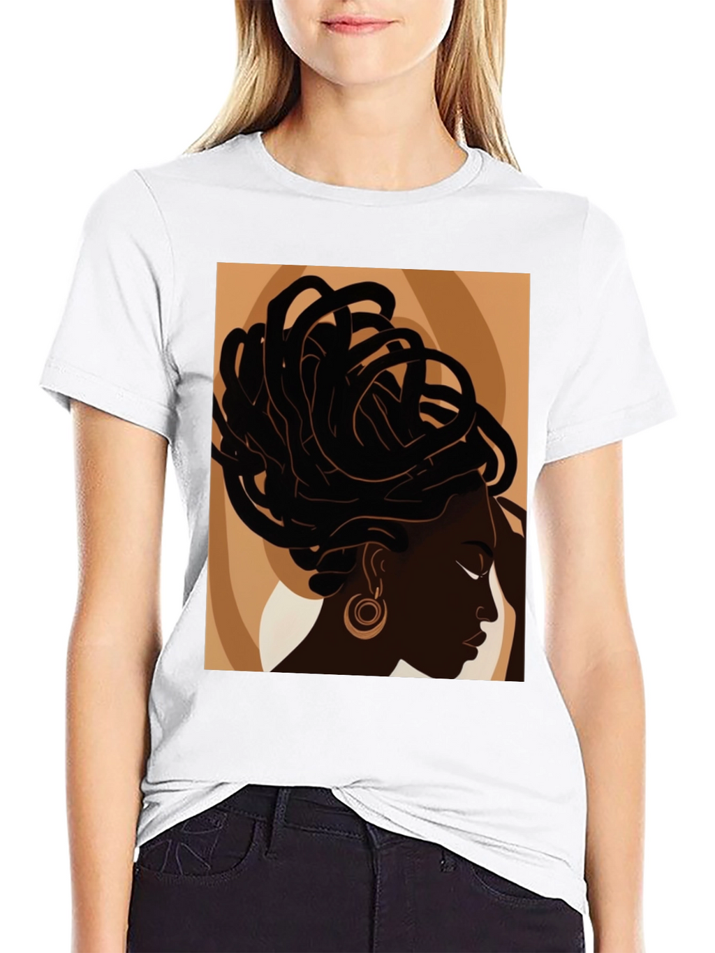 Black Woman Art Graphic Tee - Stylish Afrocentric Design