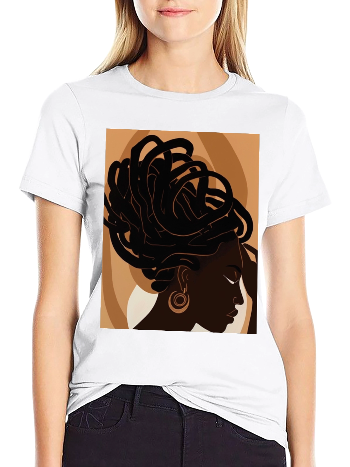 Black Woman Art Graphic Tee - Stylish Afrocentric Design