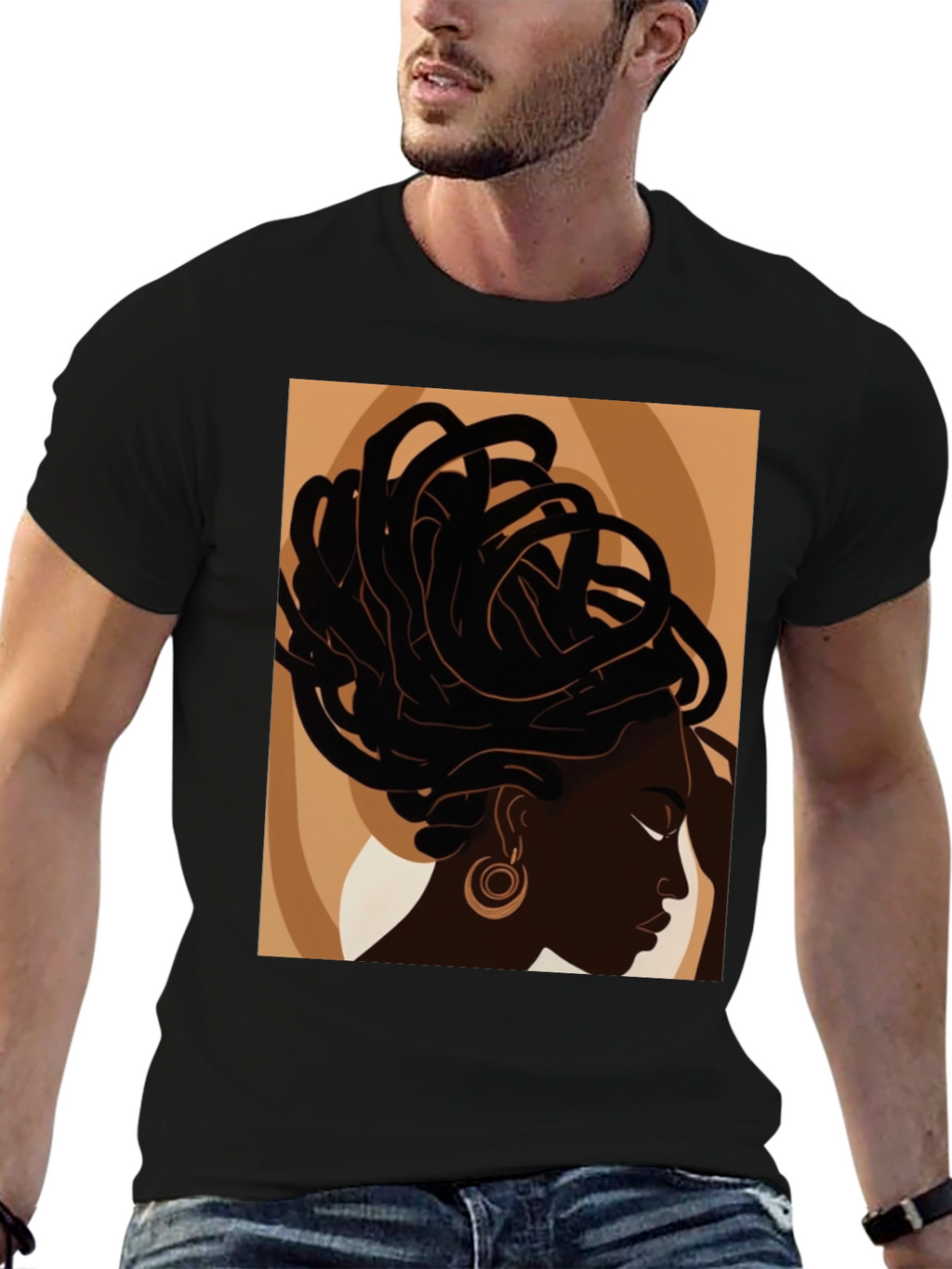 Black Woman Art Graphic Tee - Stylish Afrocentric Design