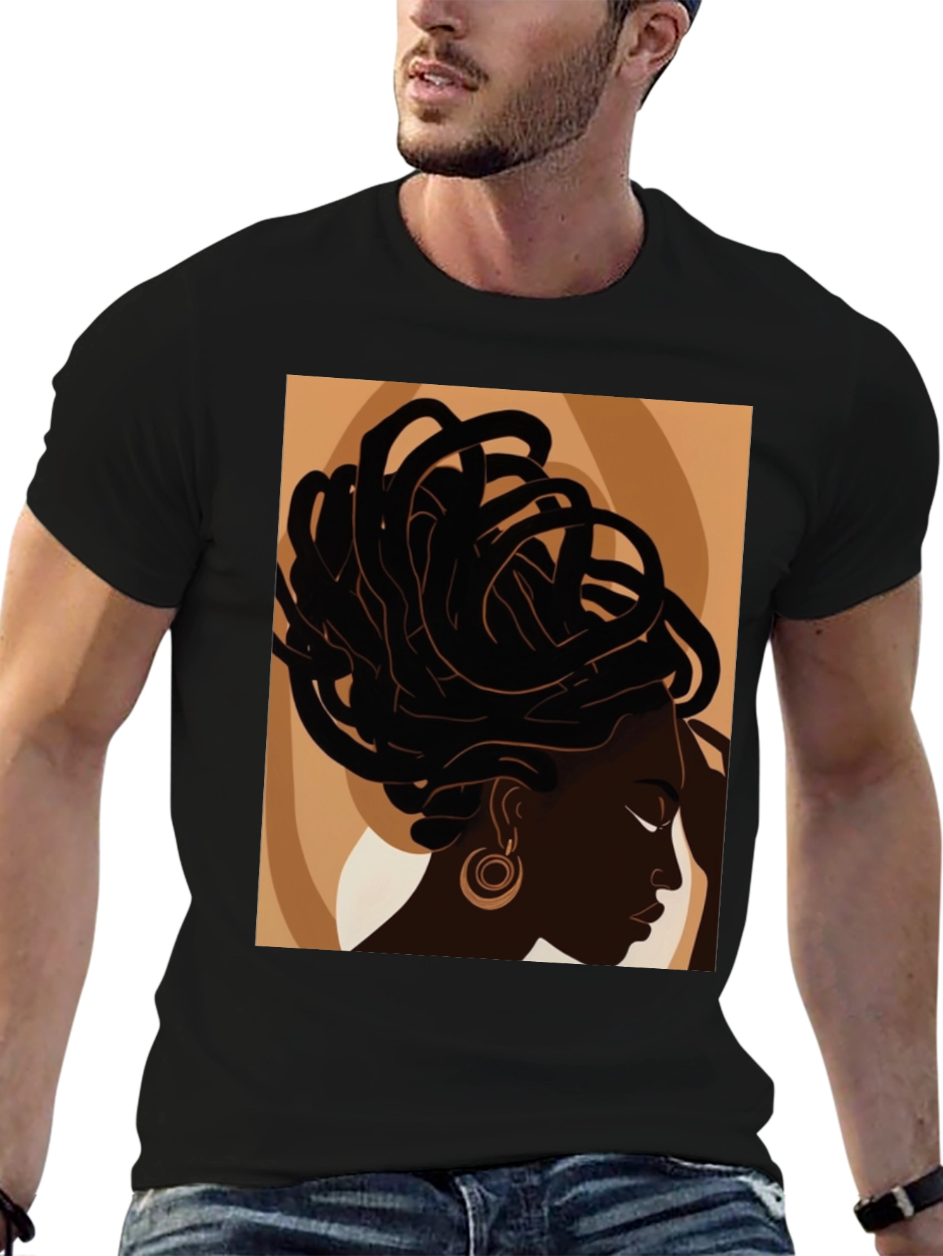 Black Woman Art Graphic Tee - Stylish Afrocentric Design