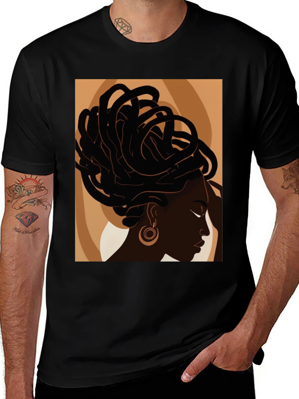 Black Woman Art Graphic Tee - Stylish Afrocentric Design