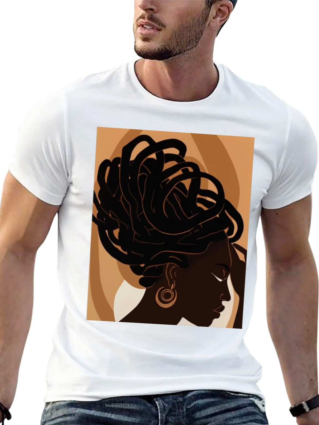Black Woman Art Graphic Tee - Stylish Afrocentric Design