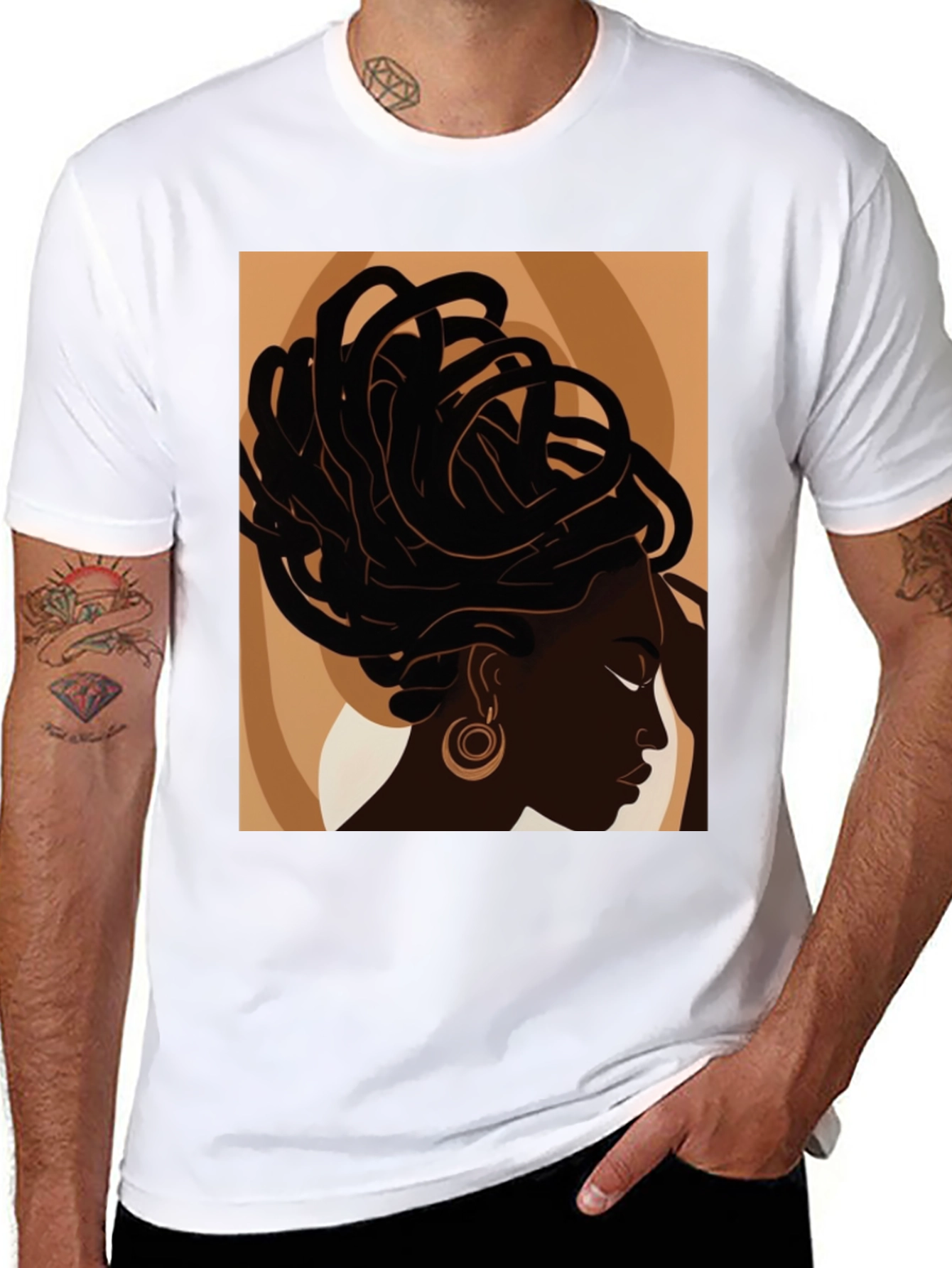 Black Woman Art Graphic Tee - Stylish Afrocentric Design