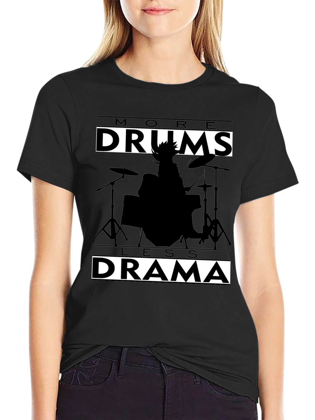 More Drums Less Drama Black Graphic Tee